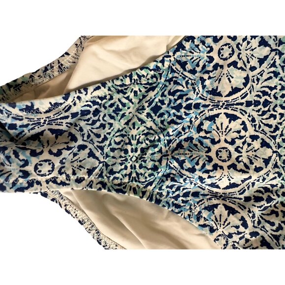 🌸3/$15🌸Blue and White Geometric Pattern Bikini Bottoms Medium - Picture 3 of 4